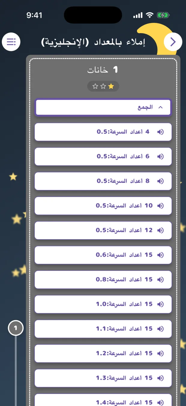 قائمة مستويات الإملاء بالمعداد