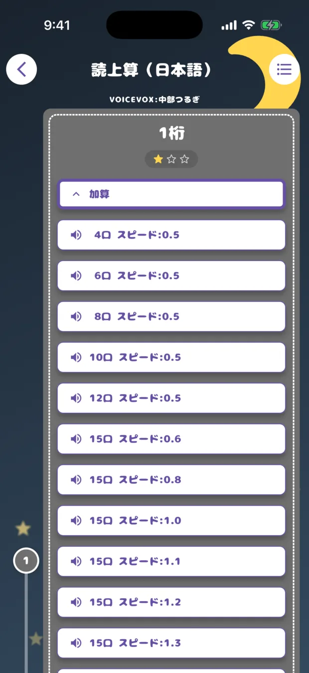 読上算のレベル一覧
