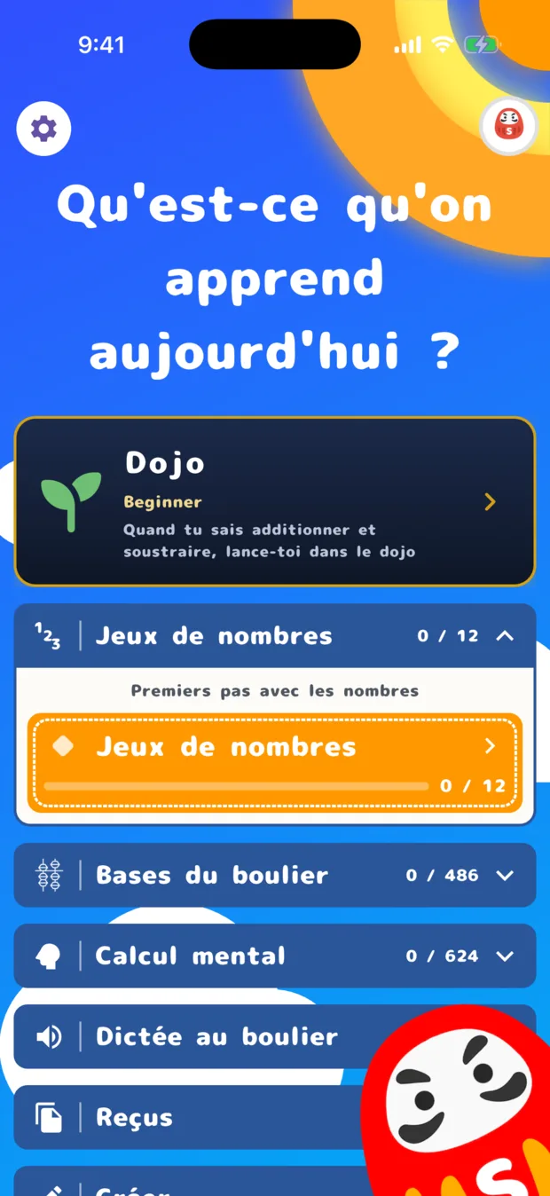 Der Startbildschirm auf Französisch: Qu'est-ce qu'on apprend aujourd'hui ?