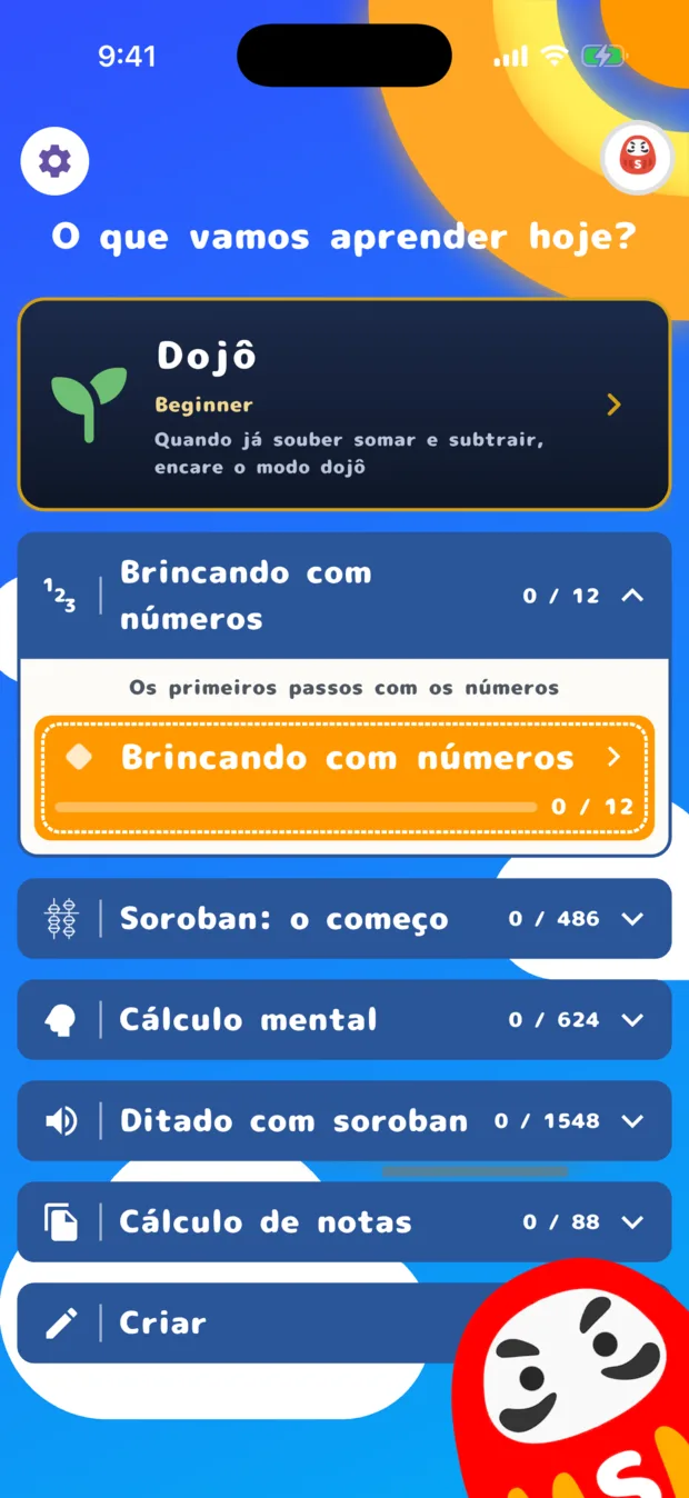 Der Startbildschirm auf Portugiesisch: O que vamos aprender hoje?