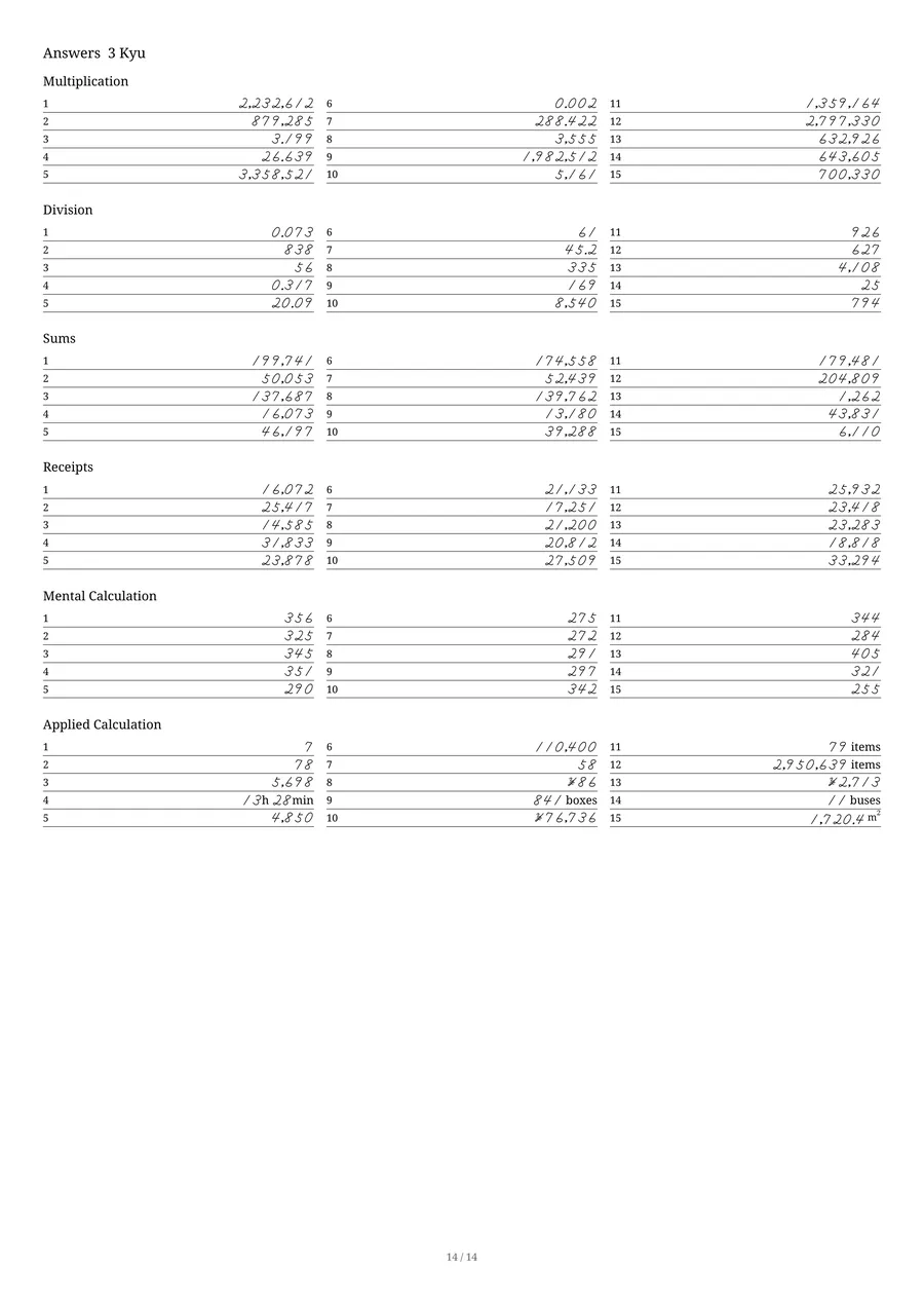 The answer pages